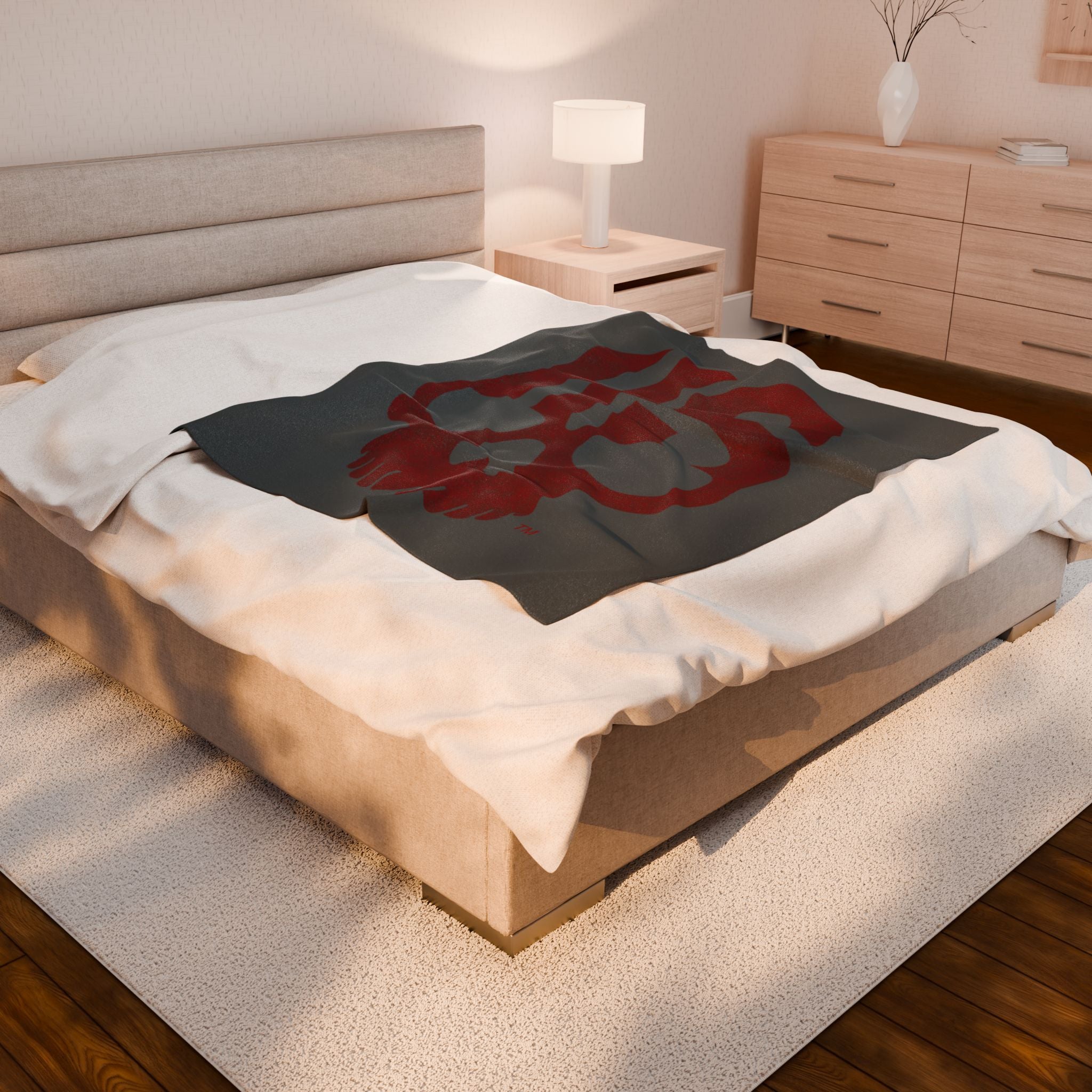 Horror Scene Skull Logo Velveteen Blanket